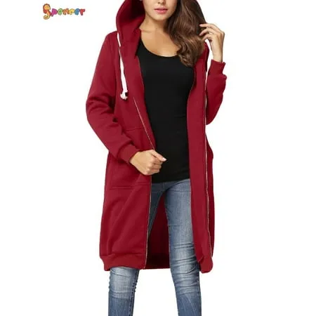 MAGCOMSEN Women's Fleece Lined Zip Up Hoodies Casual Hooded Jacket Workout Full Zip Sweatshirts Pocket Coats