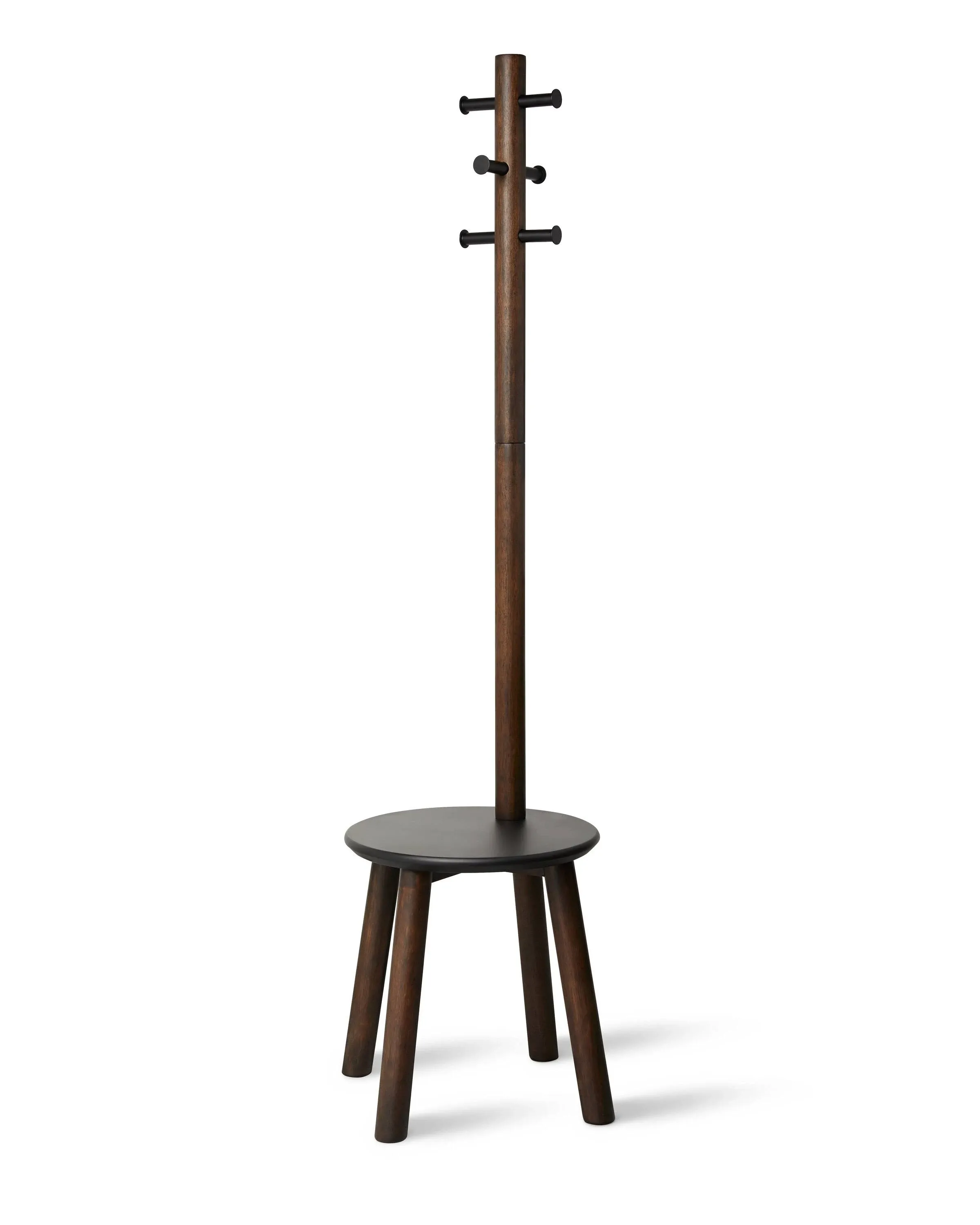 Umbra Pillar Coat Rack, Stool, Black/Walnut