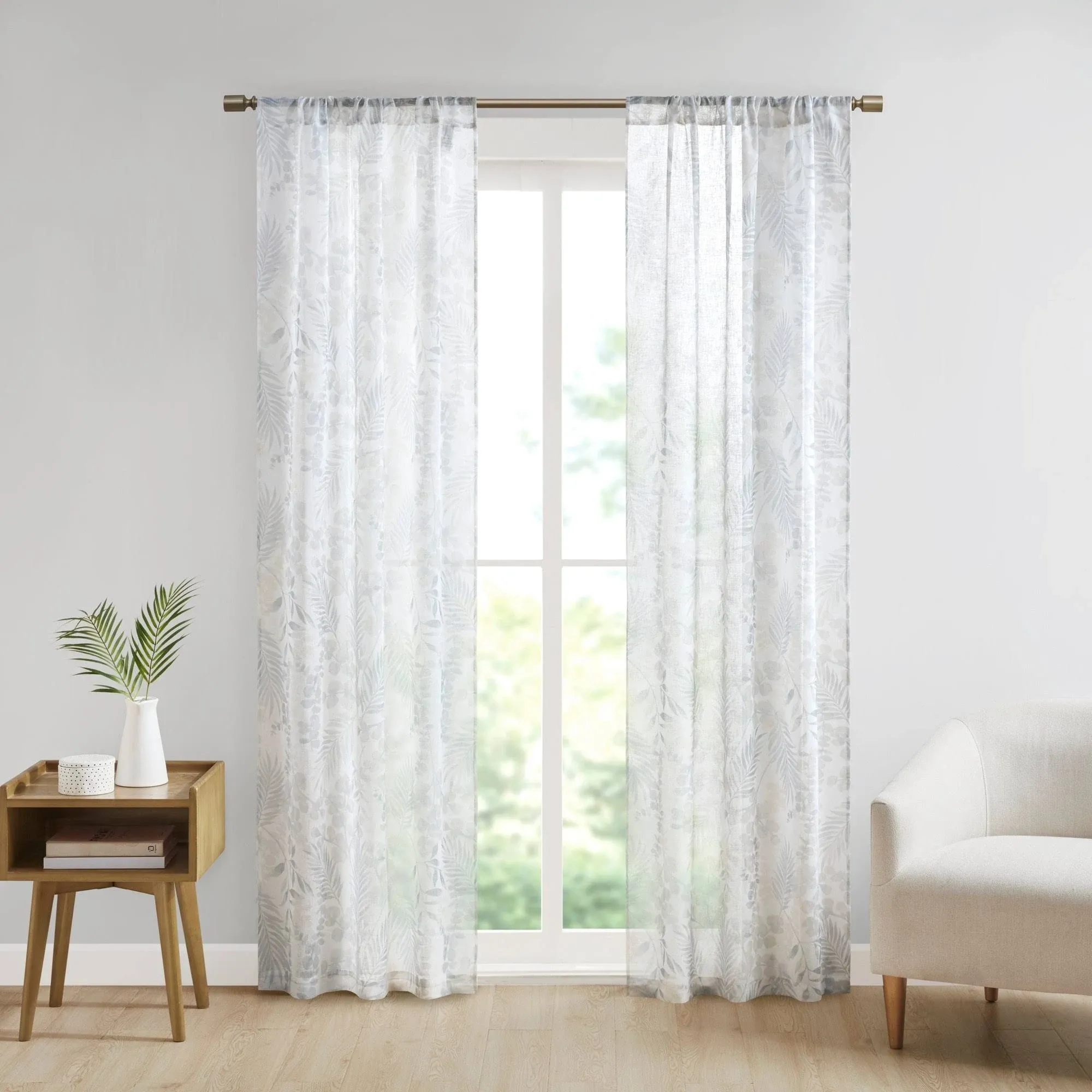 Madison Park Botanical Printed Texture Sheer Window Pair