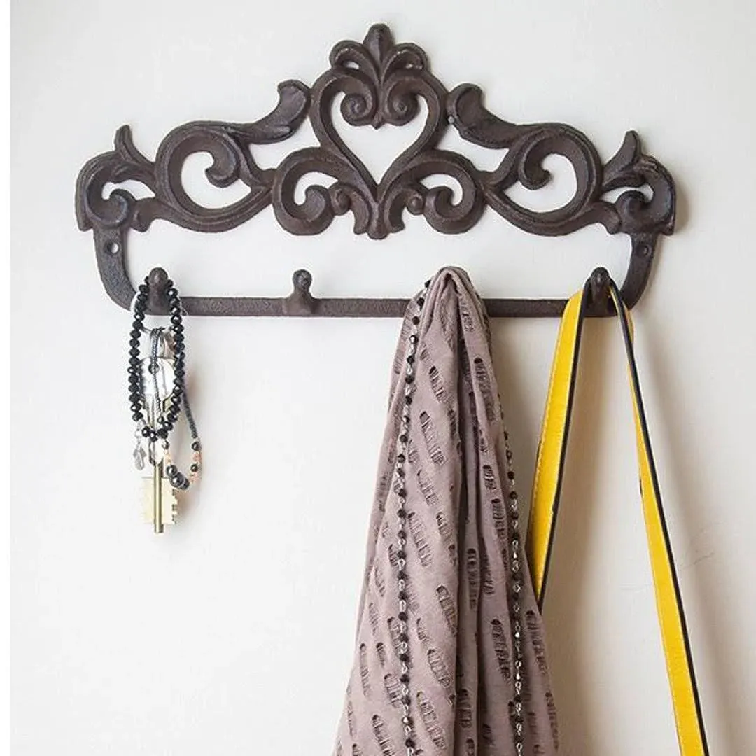 Comfify Decorative Cast Iron Wall Hook Rack - Vintage Design Hanger with 4 Hooks ...