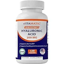 Vitamatic Hyaluronic Acid Supplements 200mg - Supports Healthy Connective Tissue and Joints - Promote Youthful Healthy Skin - 120 Capsules