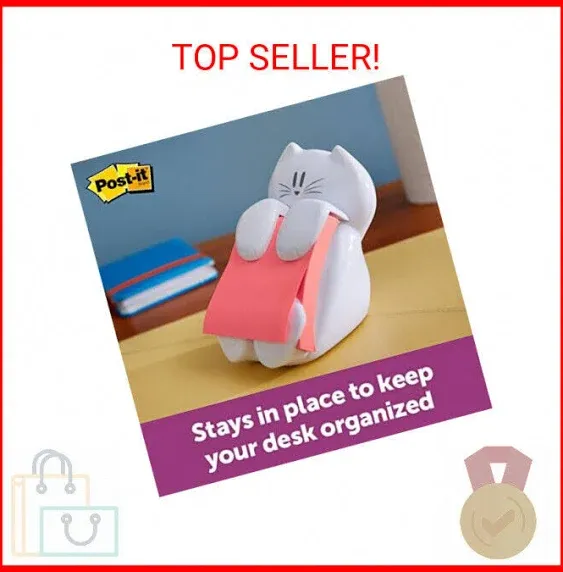 Post-it Pop-Up Note Dispenser Cat Shape, 3 x 3, White