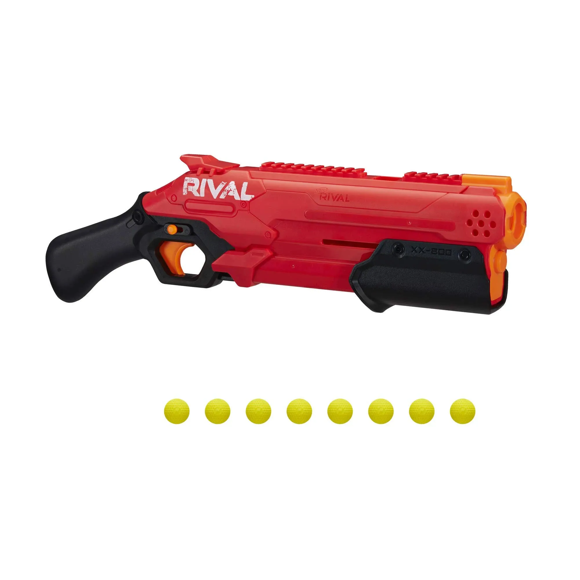 Nerf Rival Takedown XX-800 Blaster - Pump Action, Breech-Load, 8-Round Capacity, 90 FPS, 8 Official Rival Rounds - Team Red