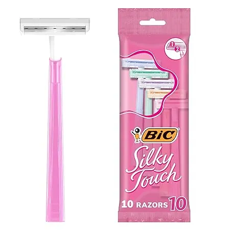 BIC Silky Touch Women's Disposable Razors, With 2 Blades, Pretty Pastel Razor Handles, 40 Count Value Pack of Shaving Razors