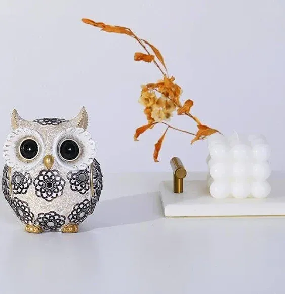 Adorable Owl Figurine,Big Eyes Cute Owl Statue,Shelf Accents for Home Office