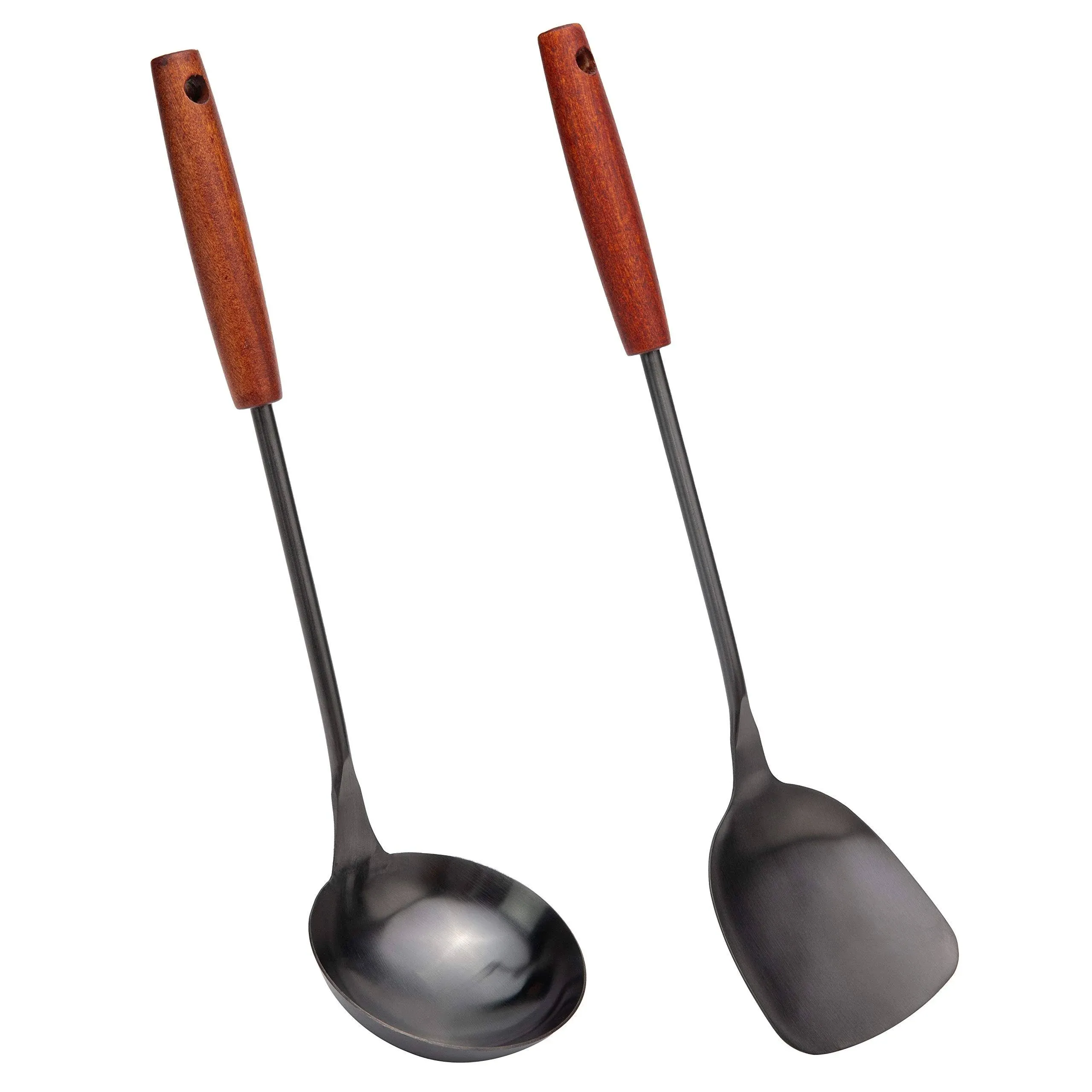 Spatula & Ladle Wok Tool Set, 36cm - 38cm Wok Utensils, Stainless Steel Wok Spatula.