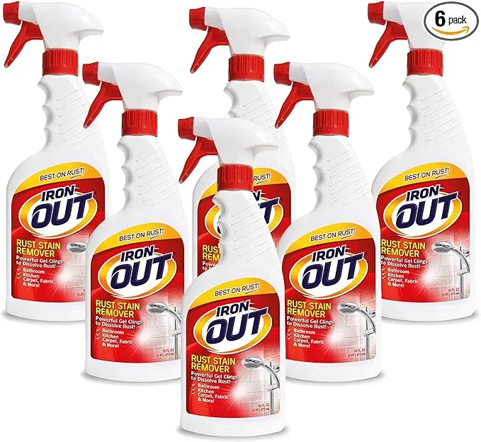 Iron OUT Rust Stain Remover Spray Gel, Remove and Prevent Rust Stains in Bathrooms, Kitchens, Appliances, Laundry, and Outdoors, 3 Pack of 24 Ounce Bottles