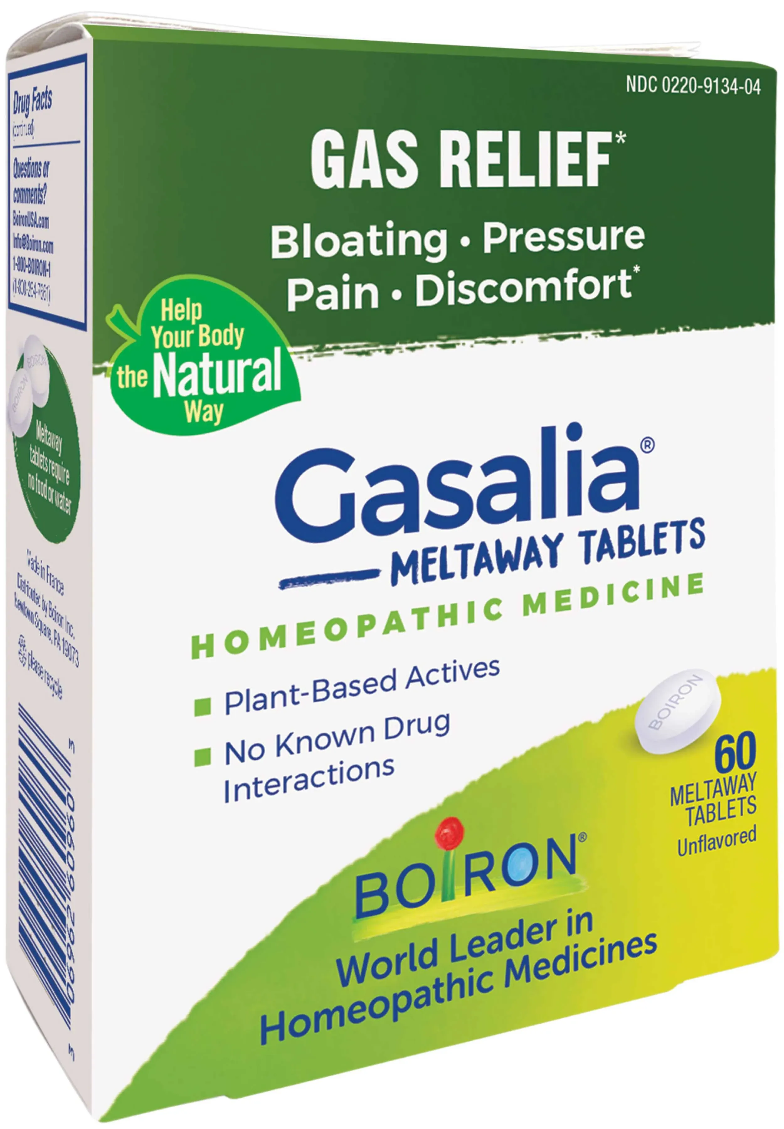 Boiron, Gasalia, Gas Relief, Unflavored, 60 Meltaway Tablets