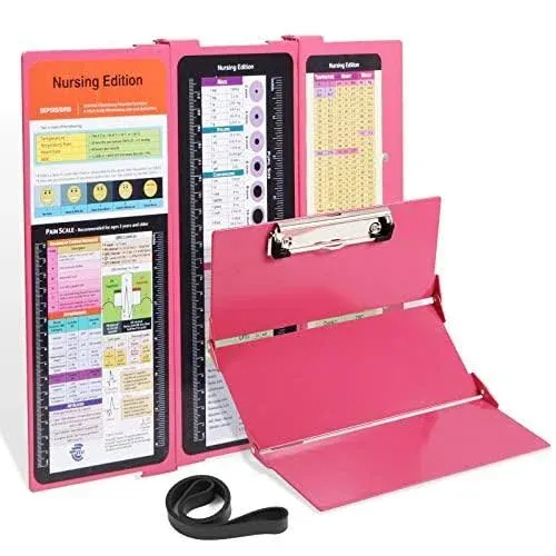 Nursing Clipboard with Nursing and Medical Edition Cheat Sheets 3 Layers Foldable Nurse Clip Boards Notepad for Students, Nurses and Doctors