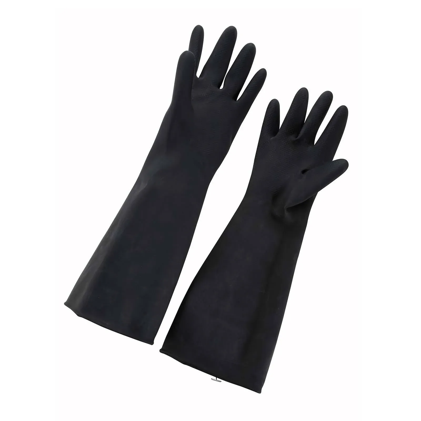 Winco Natural Latex Rubber Black One Size Fits Most 18" Unlined Gloves