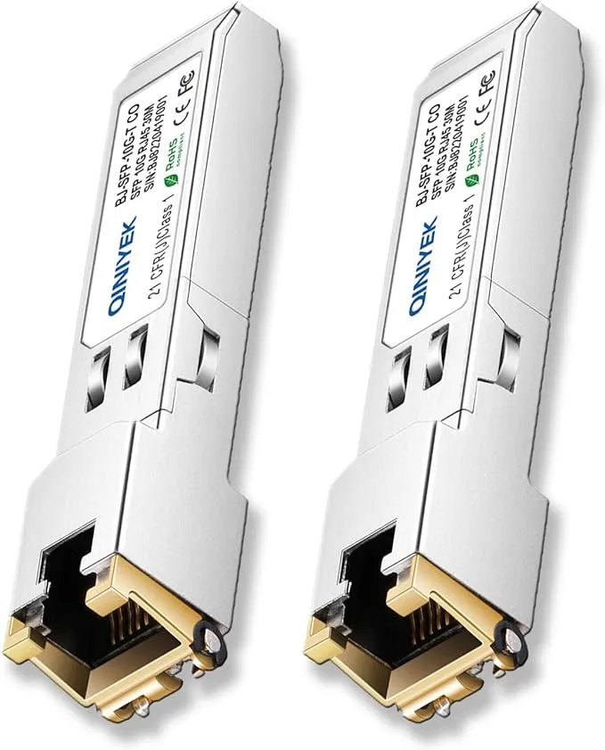 [2 Pack] 1.25/2.5/5/10G SFP+ to RJ45 Transceiver, Copper SFP+ Module, Cat.6a/7, Up to 30m, for Cisco SFP-10G-T-S, Mikrotik S+RJ10, Ubiquiti UF-RJ45-