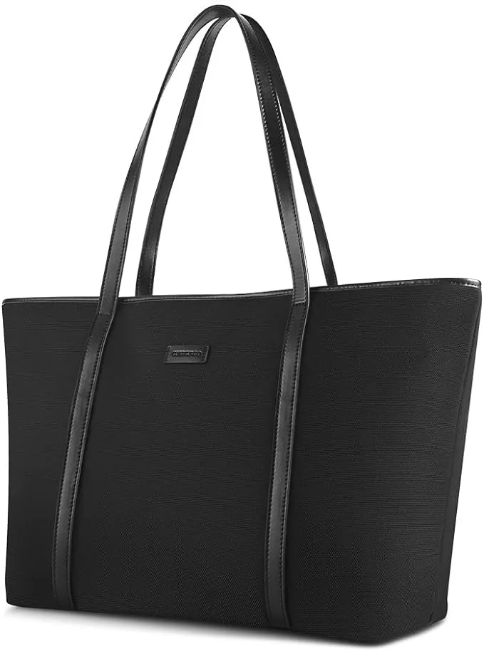 Black Work Tote Bag for Women - Extra Big Roomy &amp; Fits 17+ Inch Laptops