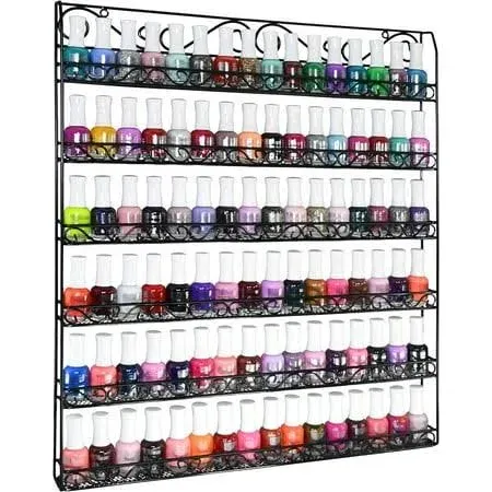 AMT Acrylic Nail Polish Racks for the Wall. CLEAR Nail Polish Display. Young Living Essential Oils Organizer. Holds up to 48 Btls. Plus a Microfiber Cloth for Cleaning Purposes (3 Tier- 48)