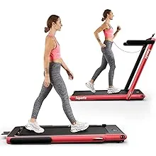 Goplus 2 in 1 Folding Treadmill, 2.25HP Superfit Under Desk Electric Treadmill, Installation-Free with Blue Tooth Speaker, Remote Control, APP Control and LED Display, Walking Jogging for Home Office