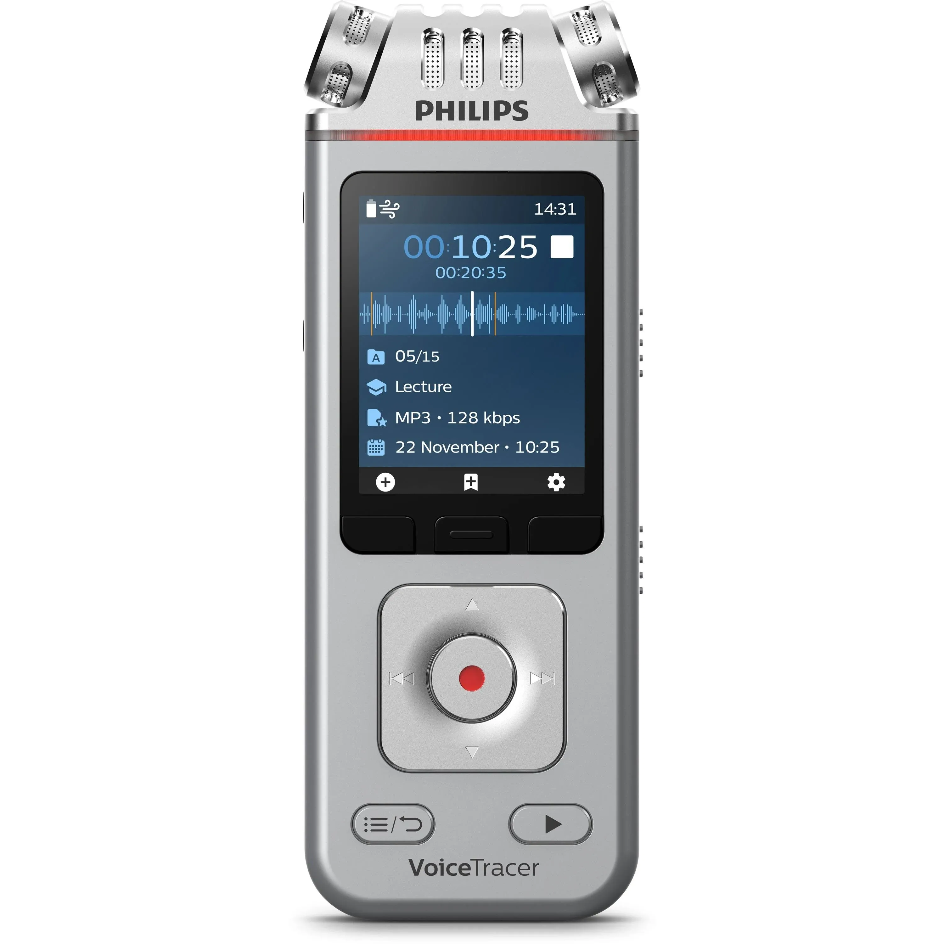 Philips DVT4110 8GB VoiceTracer Digital Voice Recorder - Silver