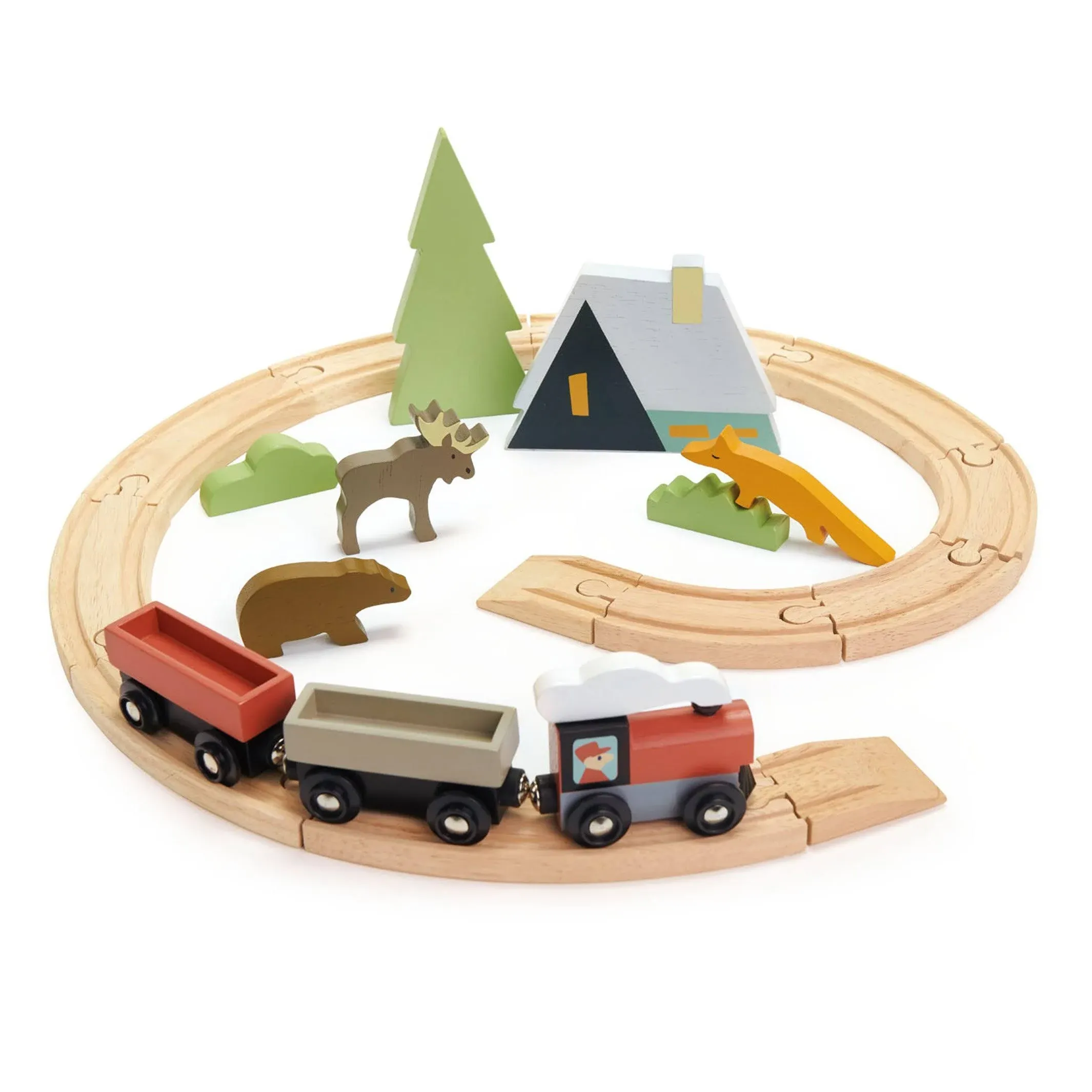 Tender Leaf Toys - Treetops Train Set - Beautiful Wooden Toy Train Set Kids - Intelligent and Imaginative Play Skills for Age 3+