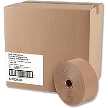 GUMMED KRAFT SEALING TAPE, 3" CORE, 3" X 600 FT, BROWN, 10/CARTON