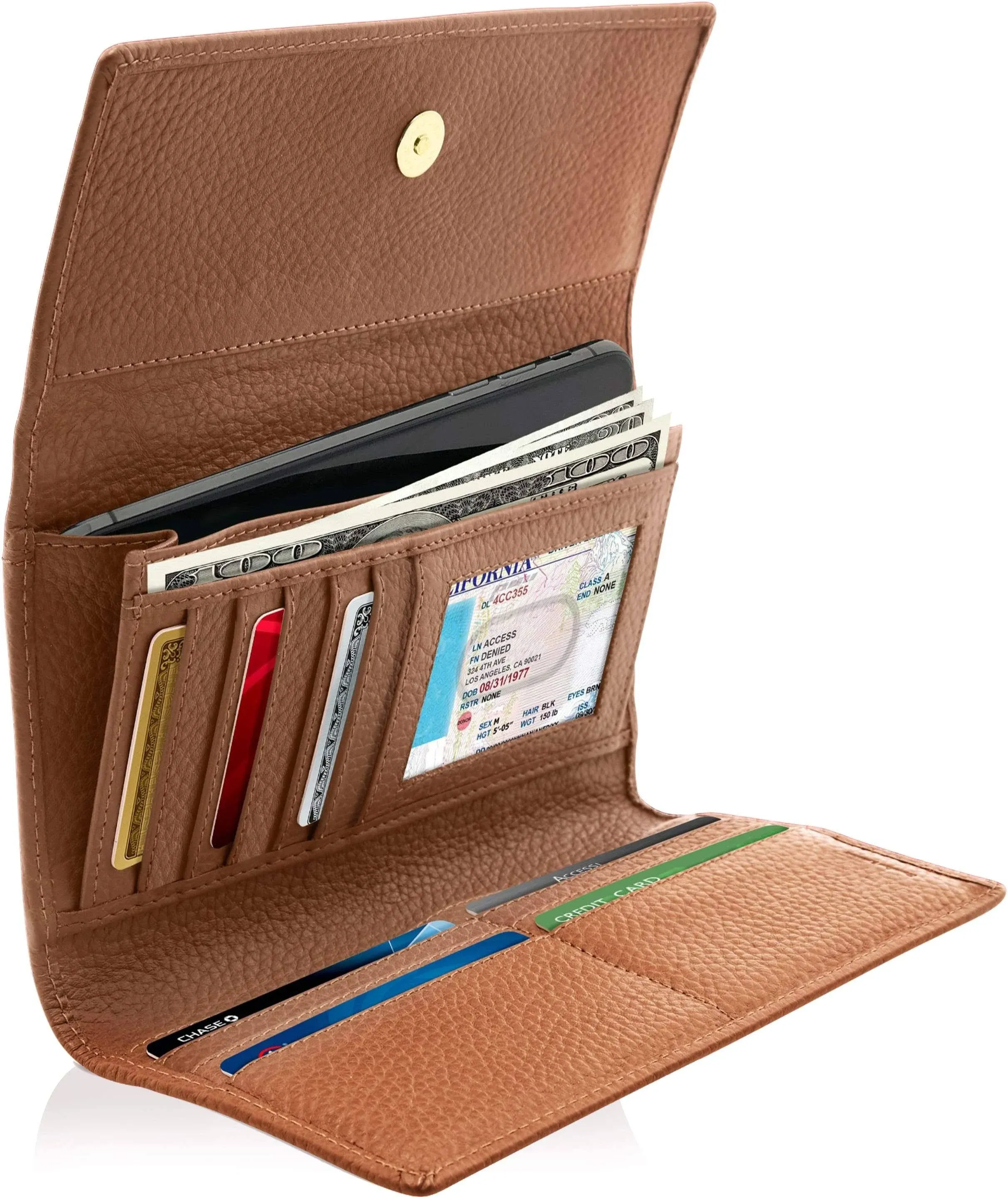 Trifold Clutch RFID Wallets For Women - Large Womens Wallet With Coin Pouch Leather Organizer With Removable Checkbook Cover Gifts For Women