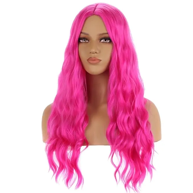 Long Wavy Hot Pink Wig, Long Hot Pink Wig, Long Wavy Pink Wig, Pink Wig, Wavy Hot Pink Wig,  Hot Pink Wig, Hot Pink, Wig, Wigs