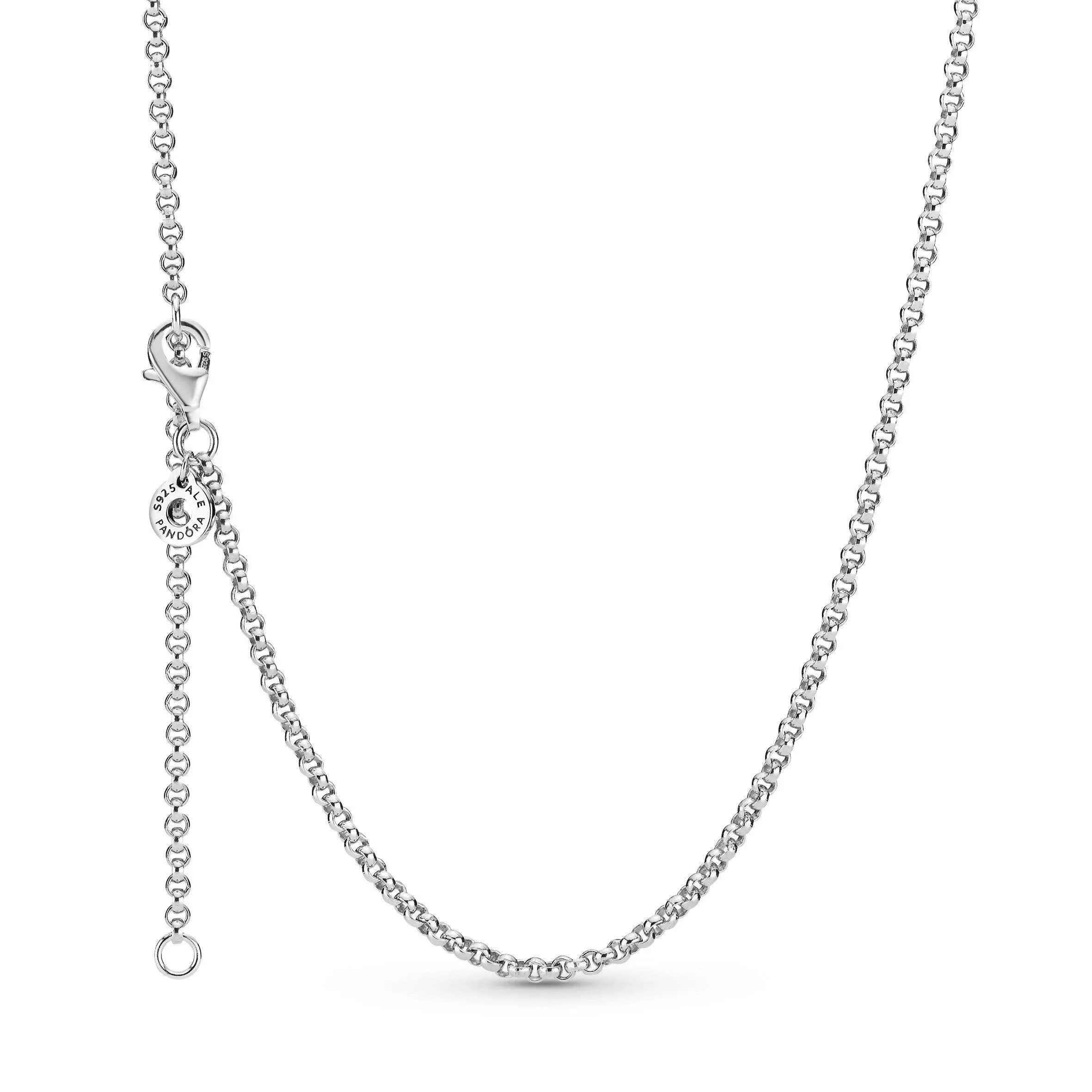 PANDORA Collar de cadena Rolo para mujer - Plata de ley - 23.6", Metal, No es una piedra preciosa