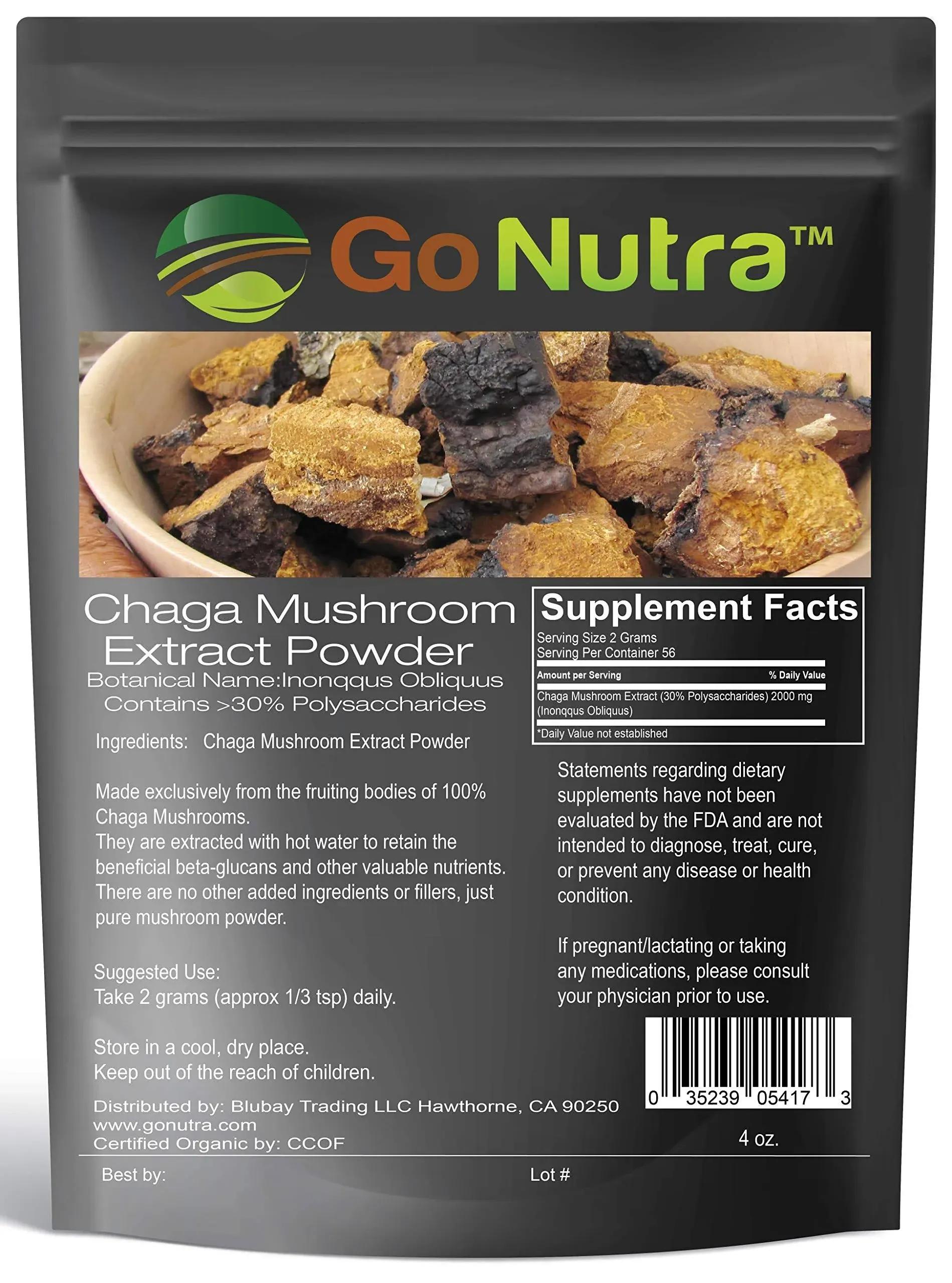 Chaga Mushroom Powder 4 oz. Pure Chaga Extract Chaga Powder Mushroom Supplement