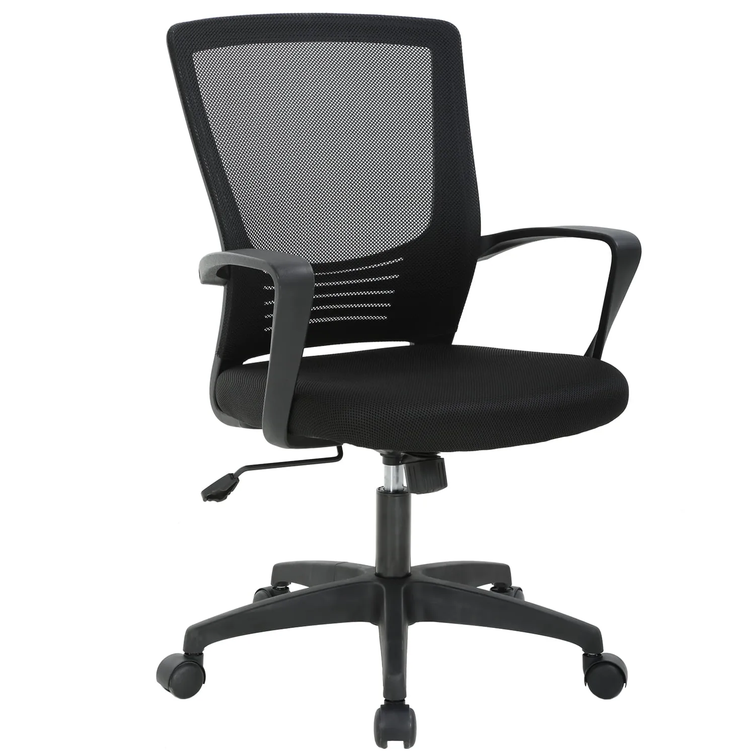 MUZII Mesh Back Office Chair, Ergonomic Home DeskChair with Wheels, Task Chair with Lumbar Support Armrest Executive Computer Chair, 350LBS,Grey