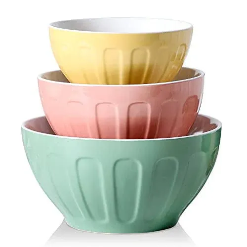 Ceramic Mixing Bowls For Kitchen 3piece Large Colorful Serving Bowls 3.13/1.68/1