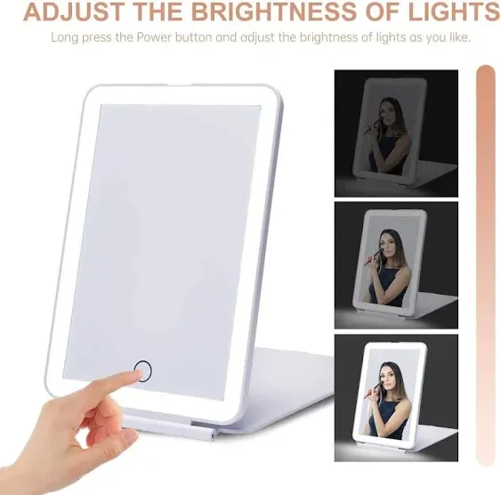 Led Foldable Travel Makeup Mirror - 5x7 Inches 3 Colors Light Modes