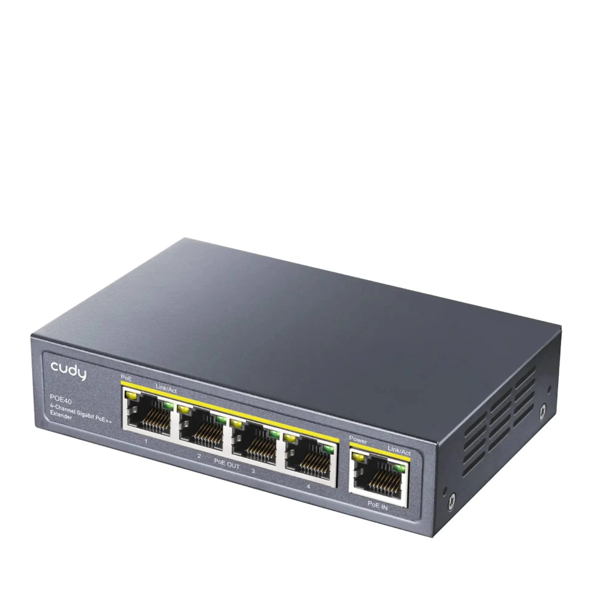 Cudy 4 Port Gigabit PoE Extender, 10/100/1000Mbps, 4 Channel PoE Repeater, PoE Amplifier, PoE Booster, Wall-Mount, Comply with IEEE 802.3bt, 802.3at