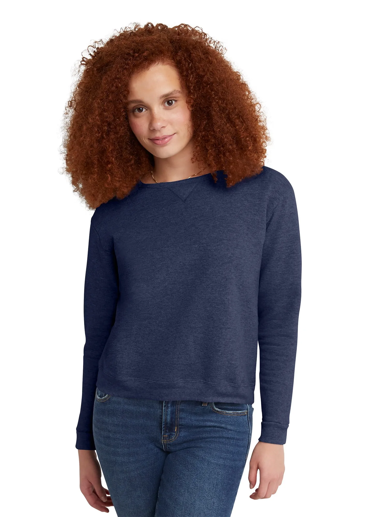 Hanes ComfortSoft EcoSmart Women's Crewneck Sweatshirt Navy Heather