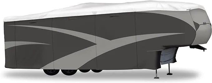 ADCO 36841 Designer Series Olefin HD Travel Trailer Cover 20' 1" - 22', Gray/White