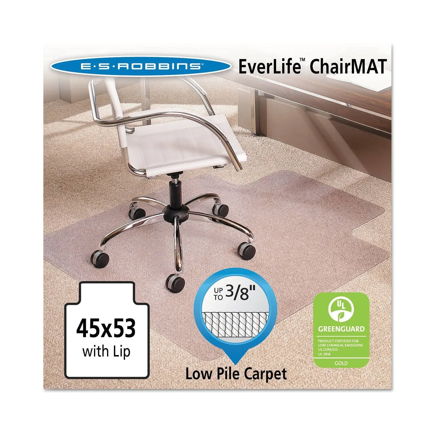 ES Robbins Multi-Task Series AnchorBar Lip Chair Mat for Carpet Up to