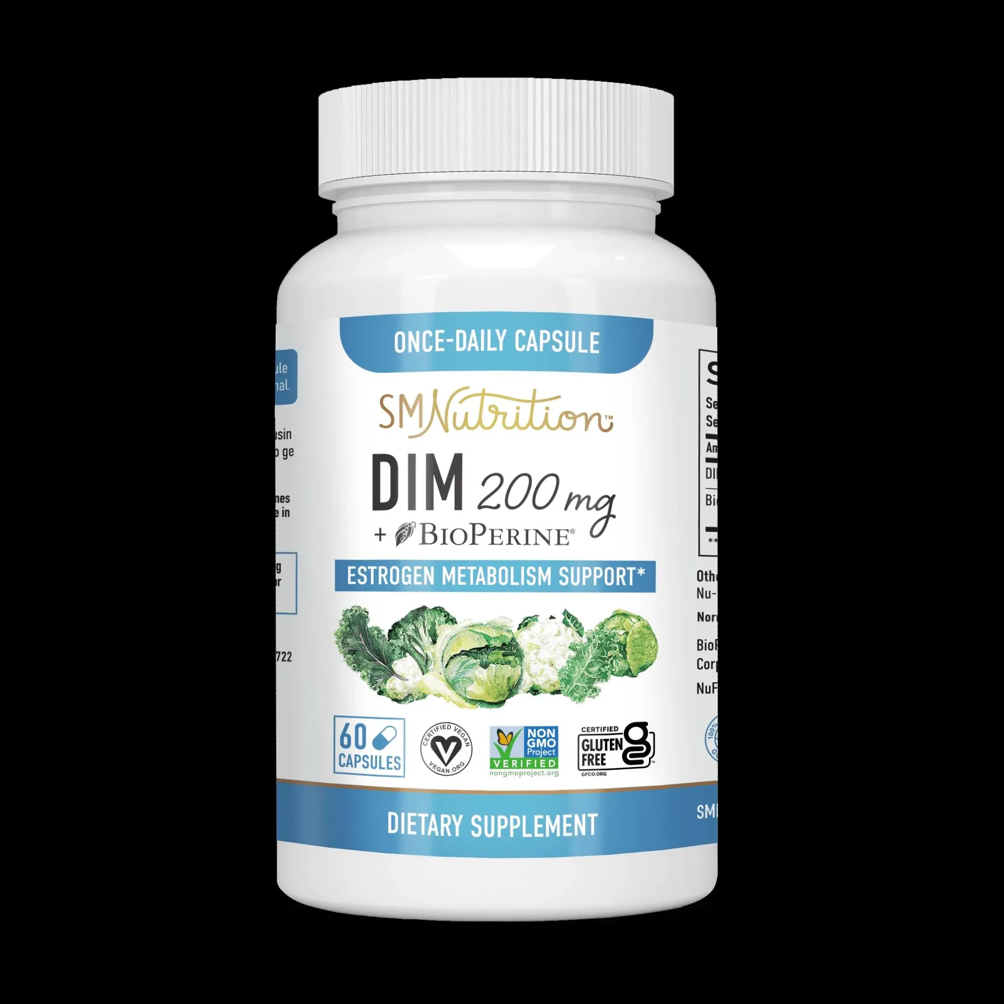 DIM Supplement 200mg - DIM Diindolylmethane Plus BioPerine 60-Day Supp