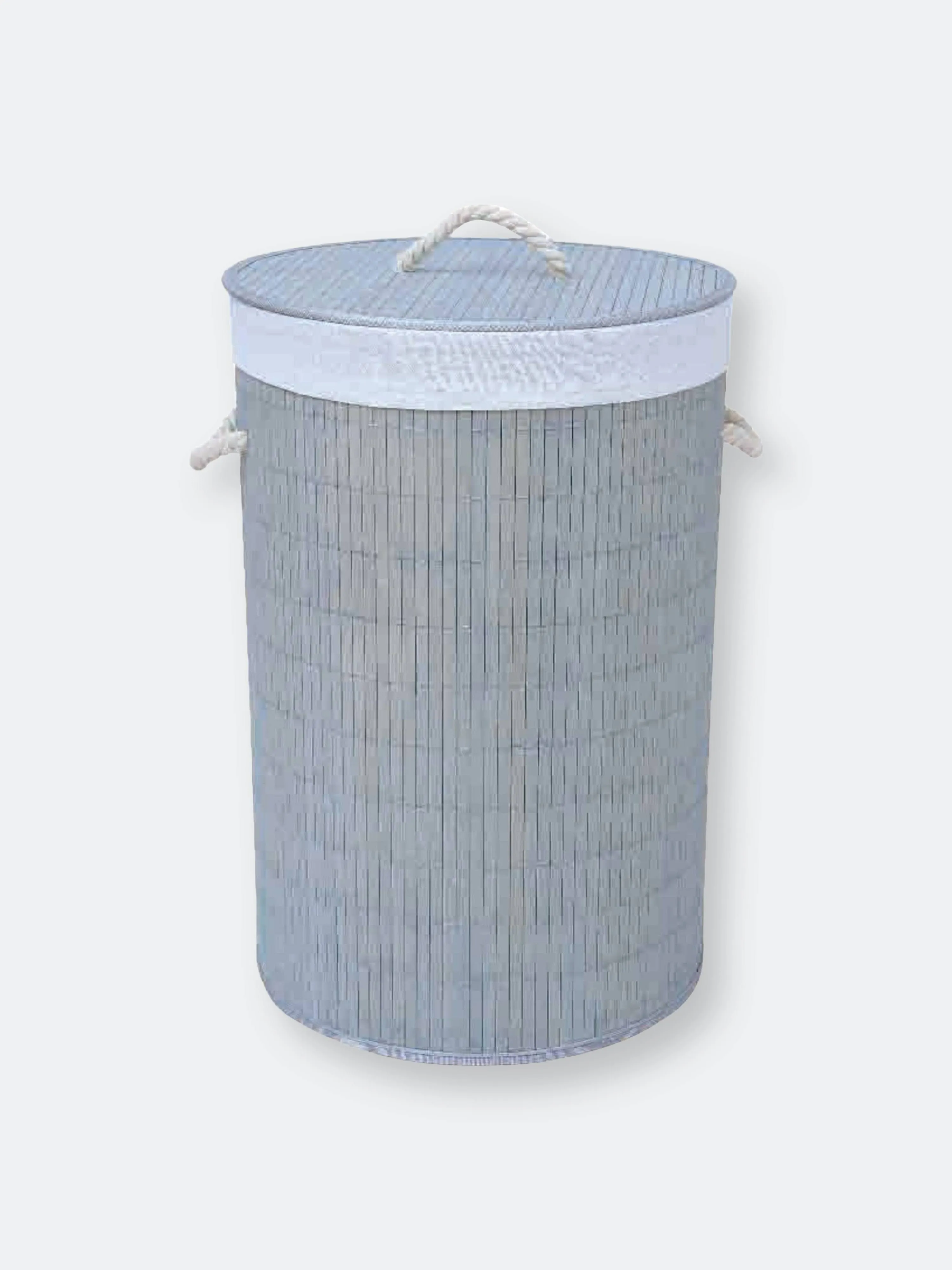 Home Basics Bamboo Laundry Hamper, Gray, Collapsible, 23-in Height, 16-in Length, 12-in Width, Holds 2 Loads, Removable Liner