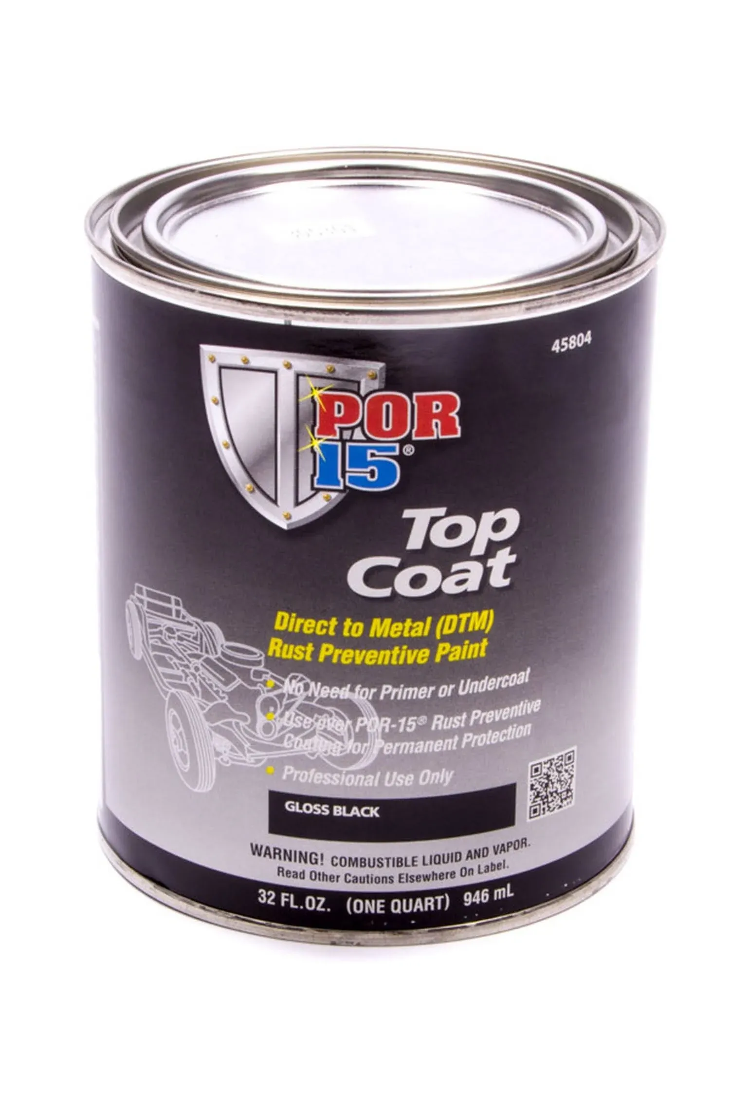 POR-15 45804 - Top Coat Paint Gloss Black Quart