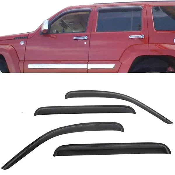 Fits 08-14 Jeep Liberty Window Visors Rain Sun Guard Vent 4Pc Set