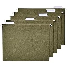 Amazon Basics Hanging File Folders, Letter Size, Standard Green, 1/5-Cut Tabs, 75 Count per box