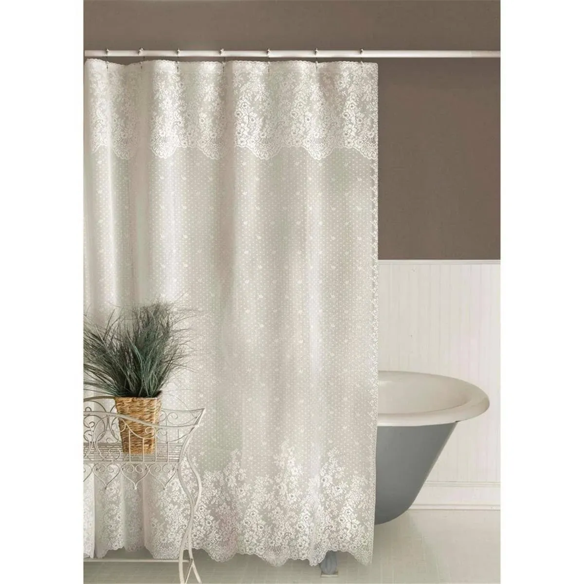 Heritage Lace Floret Shower Curtain White