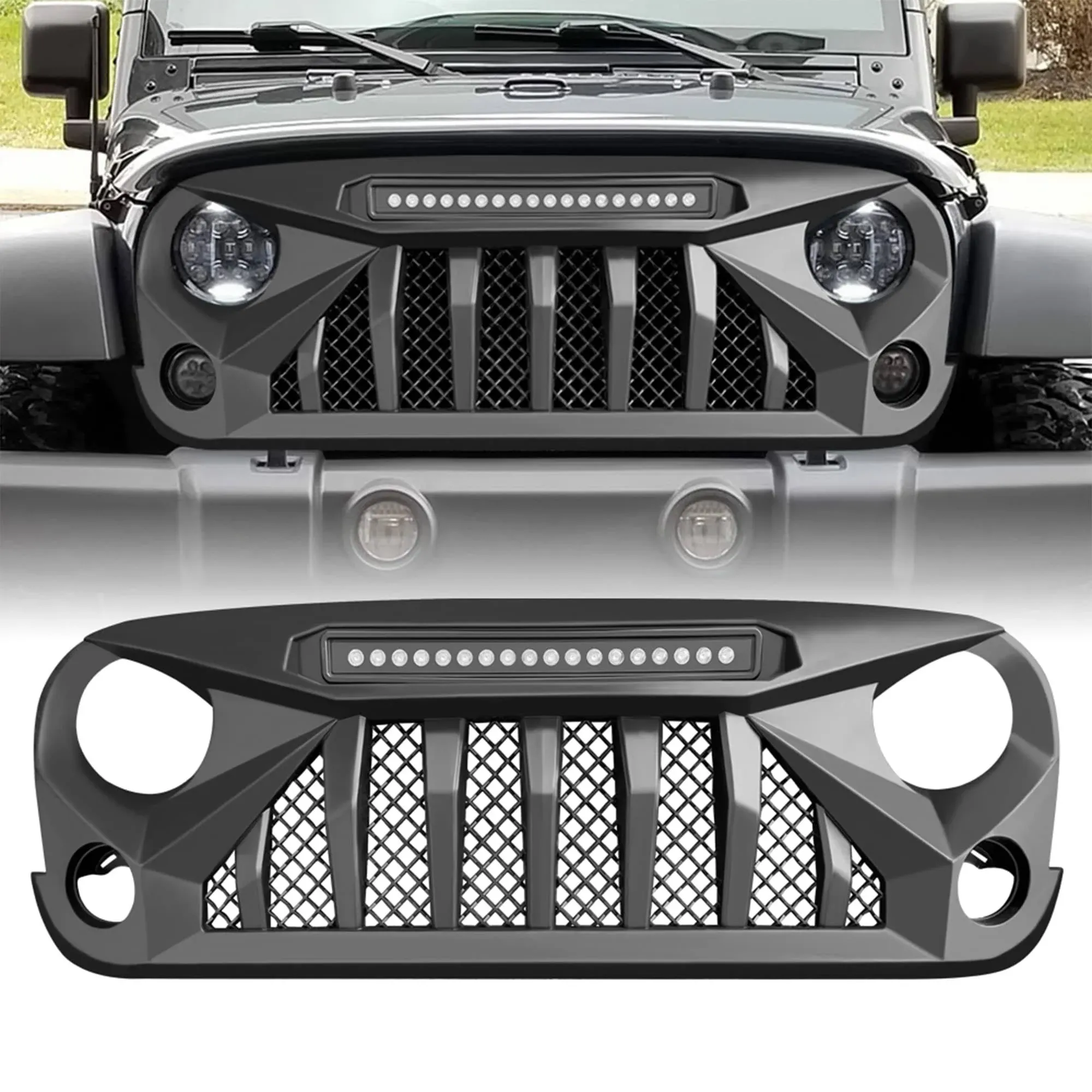 Gladiator Grille w/ LED Off-Road Lights for 07-18 Jeep Wrangler JK