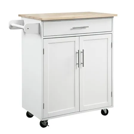 Homcom Kitchen Island Cart Rolling Trolley Cart with Drawer