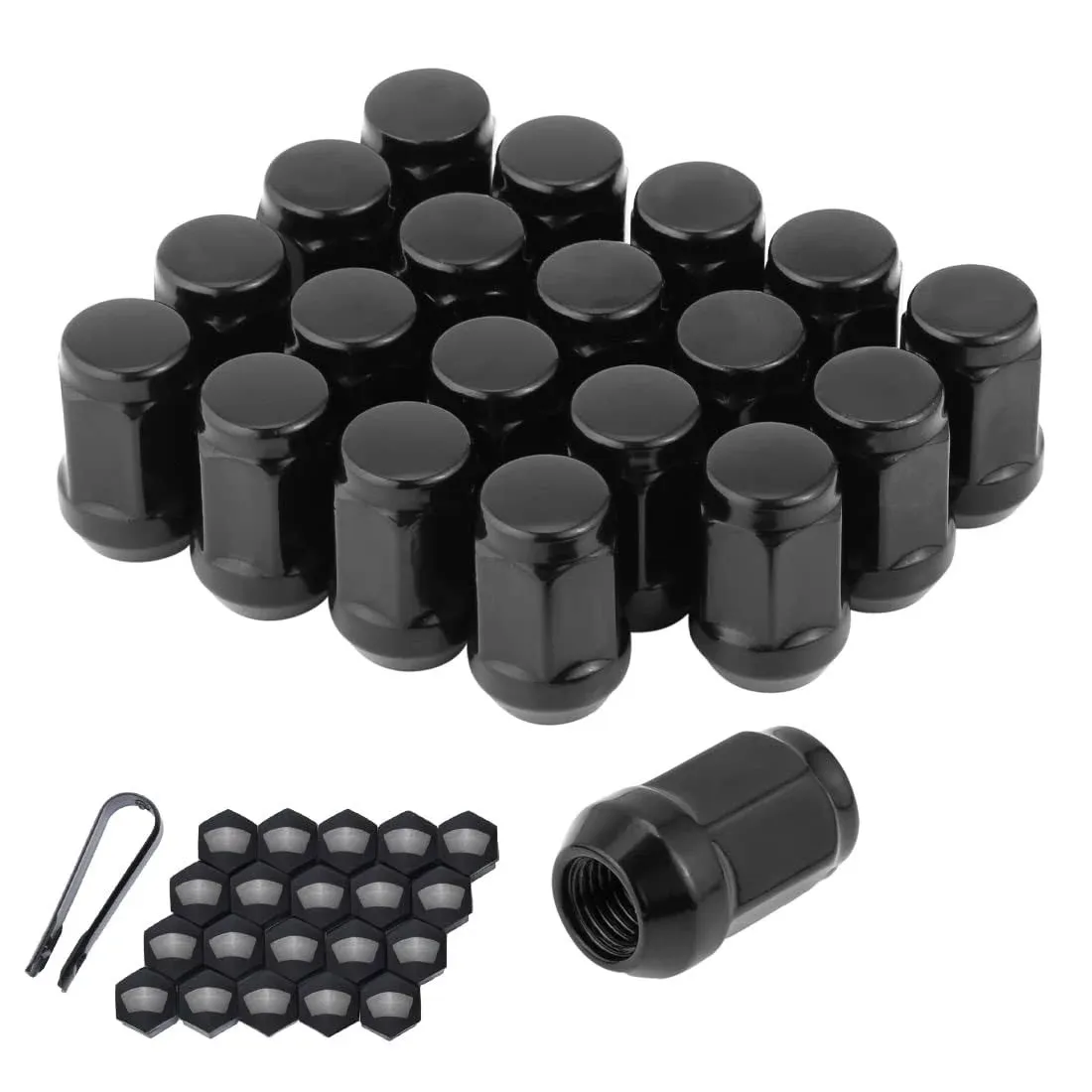 chnewAuto M12x1.5 Lug Nuts Black Lug Nuts M12-1.50 Acorn Lug Nuts 12x1.5 19mm (34 ...