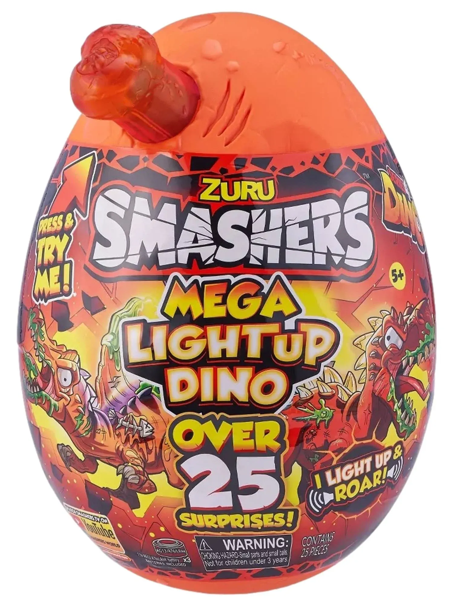 Smashers Epic Egg Series 4 Mega Light Up Dino Zuru Yellow Bone 25 Surprises