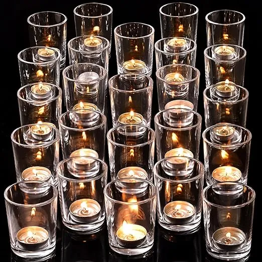 DARJEN 24pcs Clear Votive Candle Holders