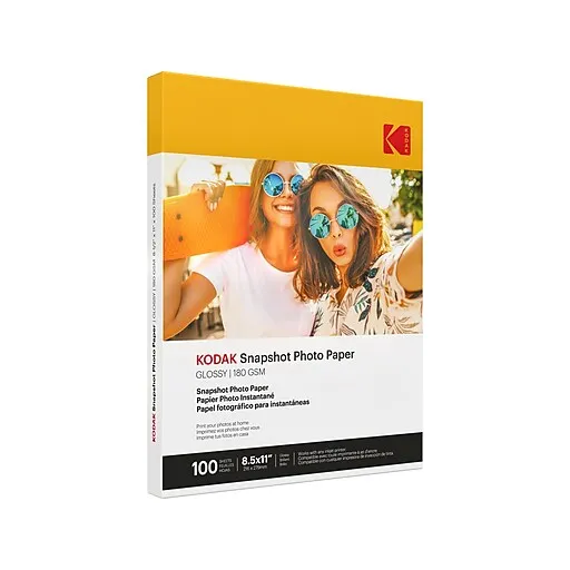 Kodak Snapshot Glossy Photo Paper, 8.5" x 11", 100 Sheets/Pack (41302) | Staples