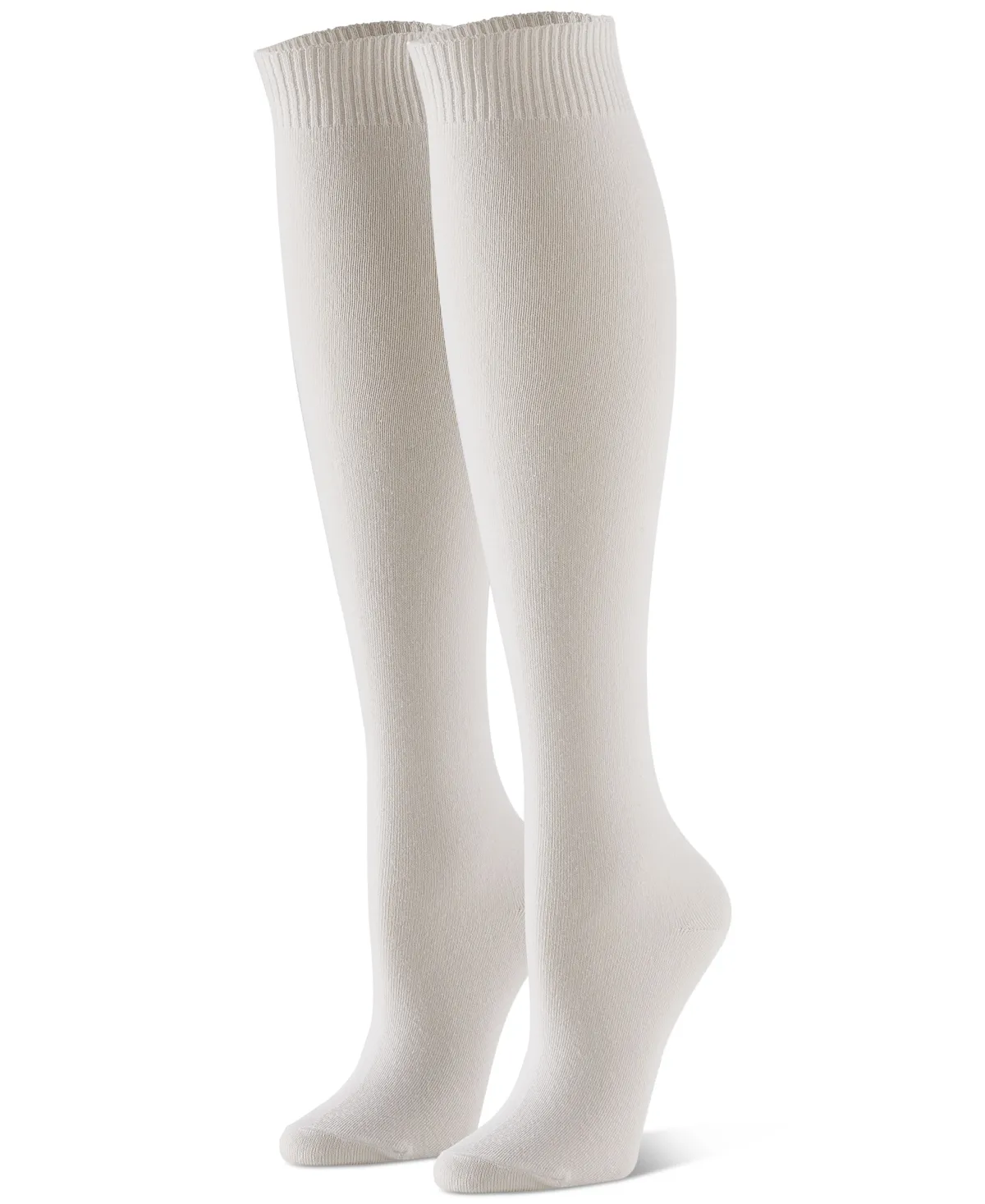 HUE Women's Flat Knit Knee Socks-Soft Breathable Cotton Blend-Stay-Up Fit