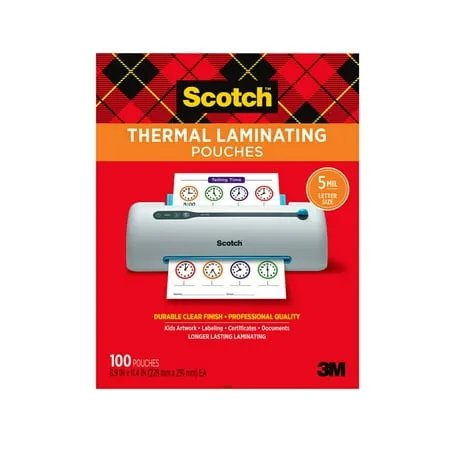 Scotch Thermal Laminating Pouches 5 Mil 100 Pack