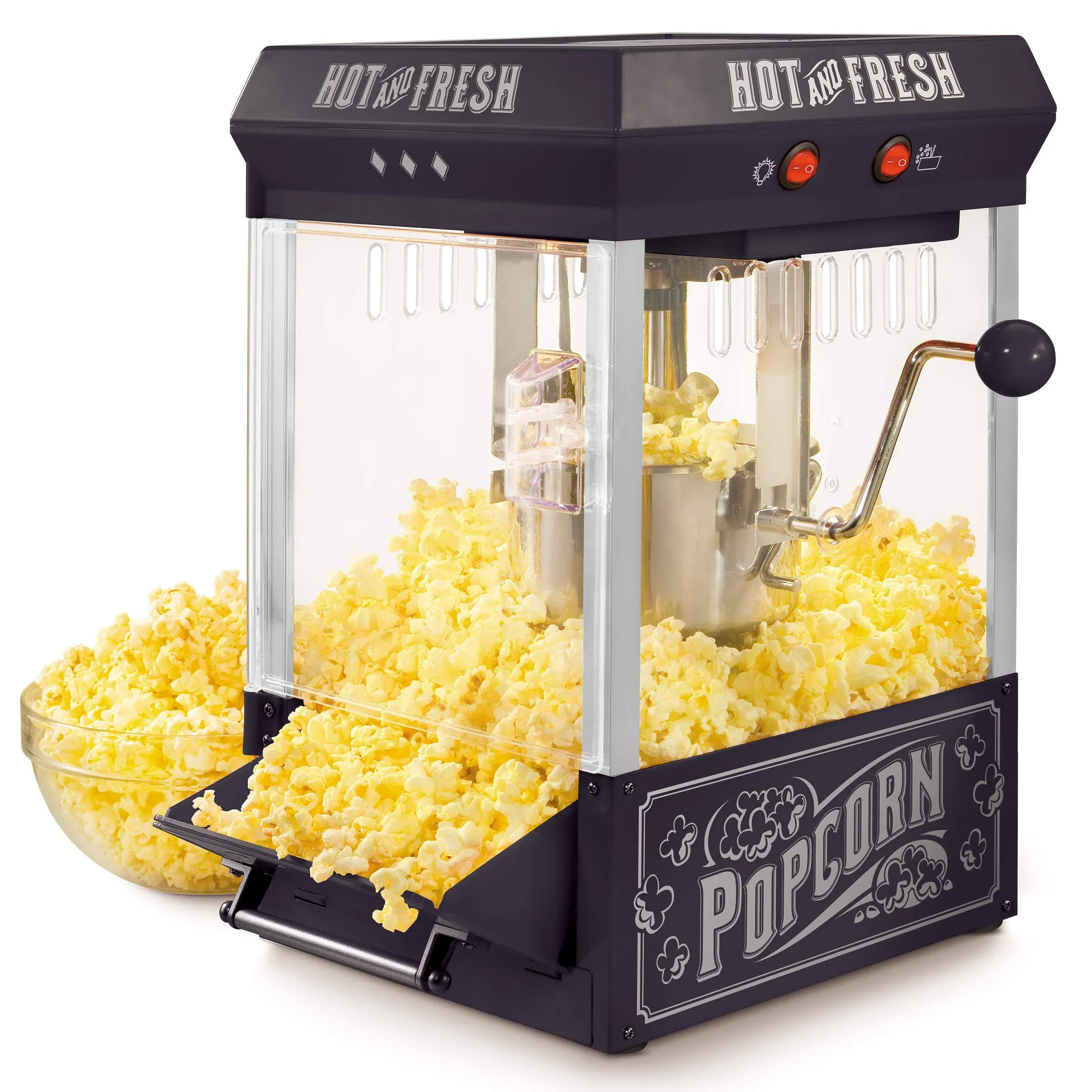 Nostalgia Popcorn Maker Machine - Professional Tabletop With 2.5 Oz Kettle Makes Up to 10 Cups - Vintage Popcorn Machine Movie Theater Style - Black