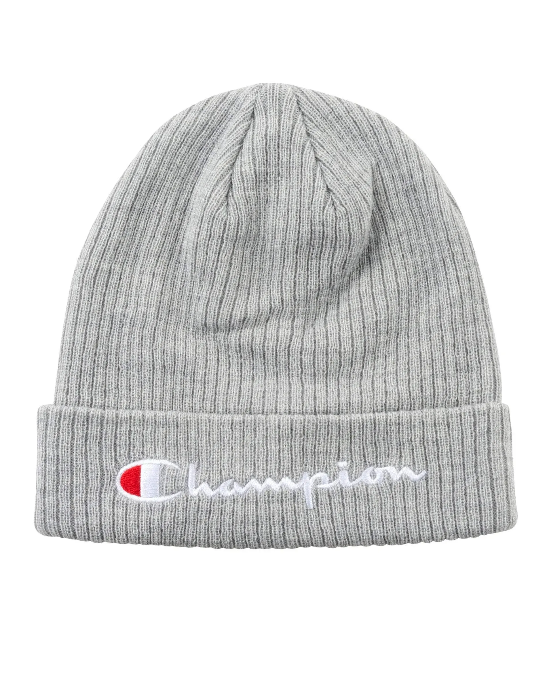 Champion Mens Logo Cuffed Ribbed Beanie GRAY OS NWT 1793-96