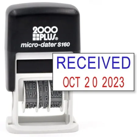 Mark 2000 Self-Inking Rubber Date Office Stamp with Entered Phrase Blue Ink &amp;...