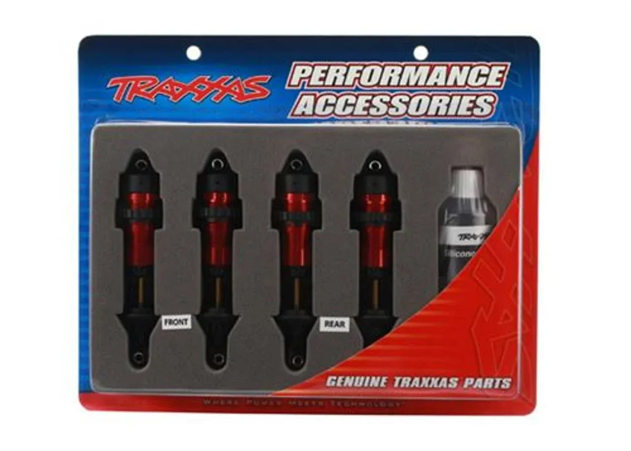 Traxxas 5460R Aluminum Body GTR Shocks in Red, Revo, 4-Piece, 411-Pack